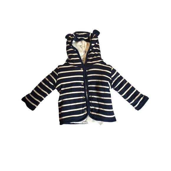 Quince Baby 100% Organic Cotton Reversible Jacket Size 3-6 Months White Blue NWT - Picture 7 of 8